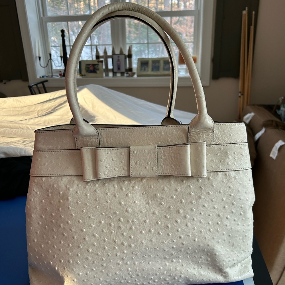 Kate Spade Oversized purse, white textured leather Mint condition